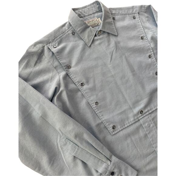 VTG H Bar C California Ranchwear Placket chambray  Bib long tail shirt medium - Picture 10 of 16